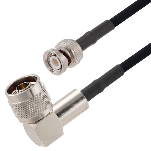 N Male Right Angle to BNC Male Cable in 100 CM Length Using RG223 Coax FMCA2679-100CM