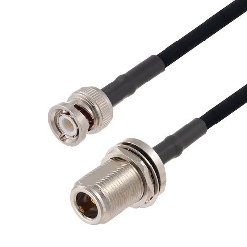 N Female Bulkhead to BNC Male Cable in 50 CM Length Using RG223 Coax FMCA2681-50CM