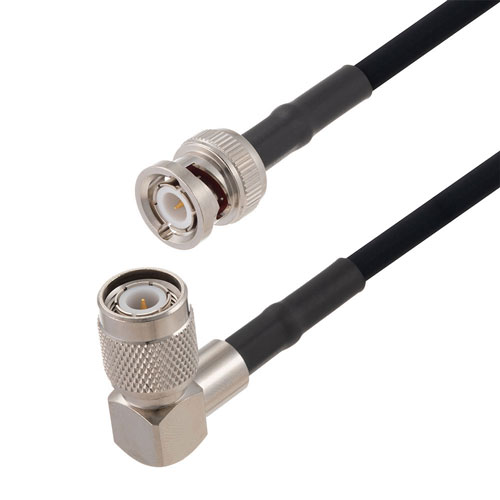 TNC Male Right Angle to BNC Male Cable in 48 Inch Length Using RG223 Coax FMCA2683-48