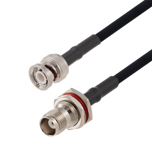 TNC Female Bulkhead to BNC Male Cable in 60 Inch Length Using RG223 Coax FMCA2685-60