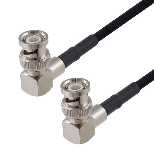 BNC Male Right Angle to BNC Male Right Angle Cable in 50 CM Length Using RG223 Coax FMCA2686-50CM