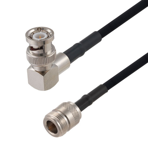 N Female to BNC Male Right Angle Cable in 100 CM Length Using RG223 Coax FMCA2695-100CM
