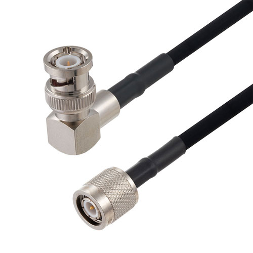 TNC Male to BNC Male Right Angle Cable in 36 Inch Length Using RG223 Coax FMCA2697-36