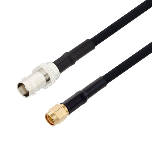 SMA Male to BNC Female Cable in 12 Inch Length Using RG223 Coax FMCA2701-12
