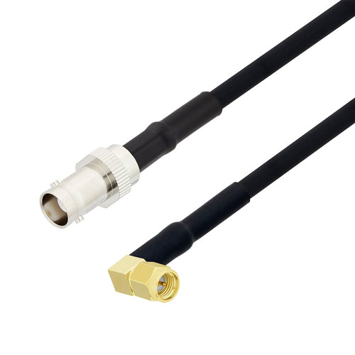 SMA Male Right Angle to BNC Female Cable Using RG223 Coax FMCA2702