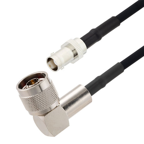 BNC Female to N Male Right Angle Cable in 100 CM Length Using RG223 Coax FMCA2706-100CM