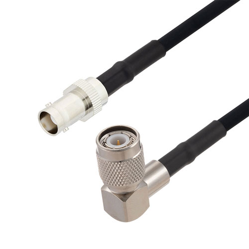 BNC Female to TNC Male Right Angle Cable in 48 Inch Length Using RG223 Coax FMCA2710-48