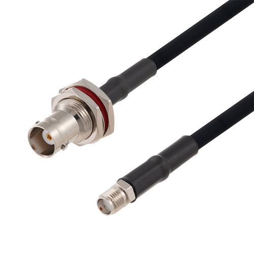 BNC Female Bulkhead to SMA Female Cable in 48 Inch Length Using RG223 Coax FMCA2715-48