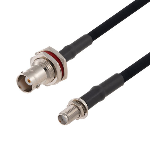 BNC Female Bulkhead to SMA Female Bulkhead Cable in 200 CM Length Using RG223 Coax FMCA2716-200CM