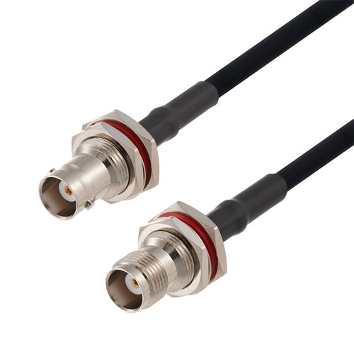 BNC Female Bulkhead to TNC Female Bulkhead Cable in 48 Inch Length Using RG223 Coax FMCA2724-48
