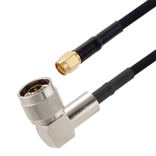 SMA Male to N Male Right Angle Cable in 50 CM Length Using RG223 Coax FMCA2727-50CM