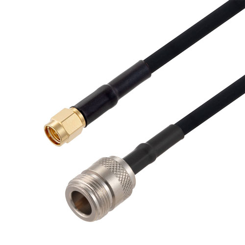 SMA Male to N Female Cable in 12 Inch Length Using RG223 Coax FMCA2728-12