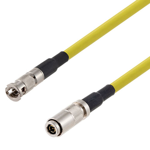 6G SDI 75 Ohm HD-BNC Male to 75 Ohm 1.0/2.3 Male Cable 75 Ohm 1855A-YW Coax in 12 Inch FMCA2734/YW-12