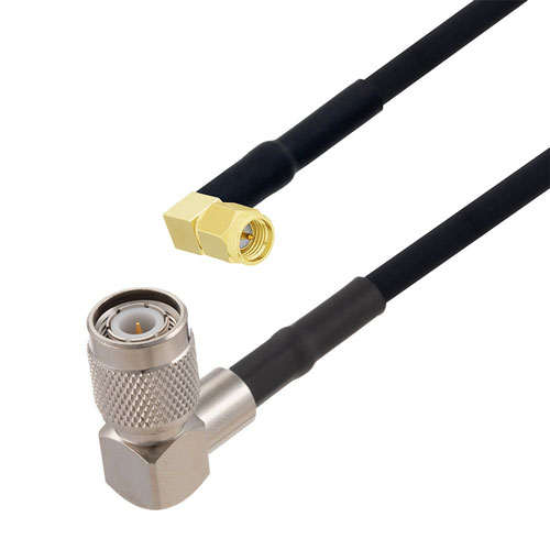 SMA Male Right Angle to TNC Male Right Angle Cable in 12 Inch Length Using RG223 Coax FMCA2738-12