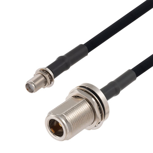 SMA Female Bulkhead to N Female Bulkhead Cable in 36 Inch Length Using RG223 Coax FMCA2756-36