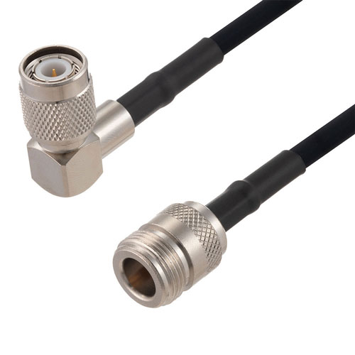 N Female to TNC Male Right Angle Cable in 24 Inch Length Using RG223 Coax FMCA2769-24