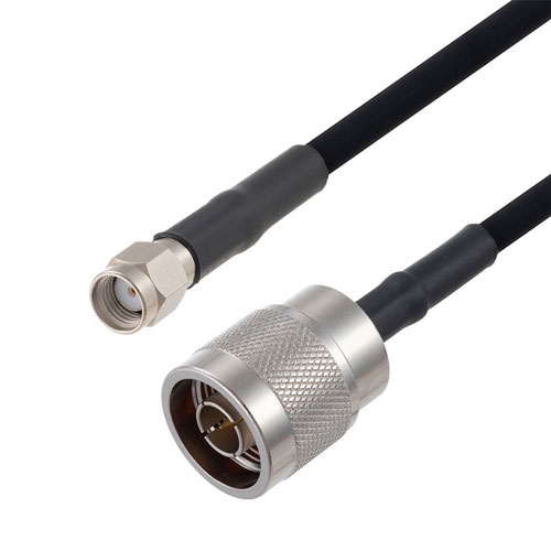 N Male to Reverse Polarity SMA Male Cable in 12 Inch Length Using RG223 Coax FMCA2785-12