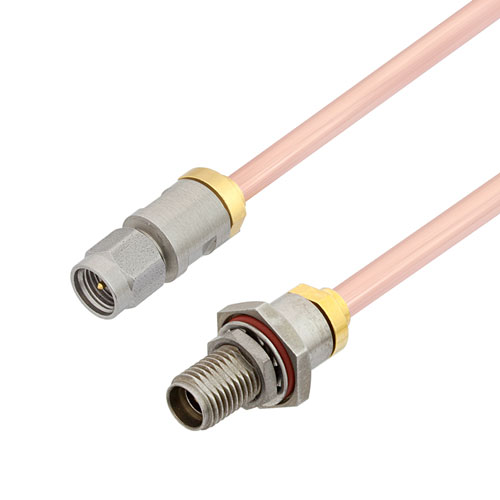 3.5mm Male to 3.5mm Female Bulkhead Cable RG402 Type .141 Coax in 150 CM FMCA2788-150CM