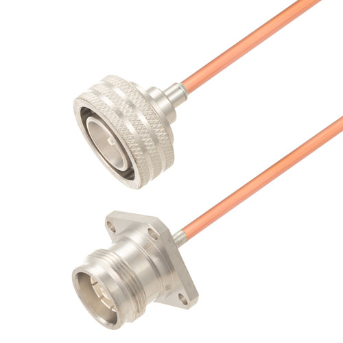 Push-On 4.3-10 Male to 4.3-10 Female 4 Hole Flange Cable RG402 Type .141 Coax FMCA2802