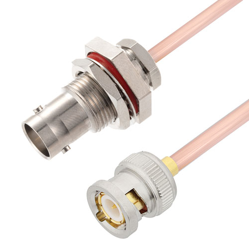 BNC Male to BNC Female Bulkhead Cable RG402 Type .141 Coax in 36 Inch FMCA2805-36