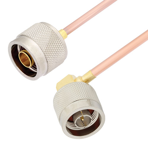 N Male to RA N Male Cable RG402 Type .141 Coax in 24 Inch FMCA2808-24