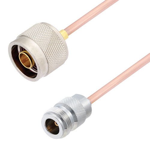 N Male to N Female Cable RG402 Type .141 Coax in 12 Inch FMCA2809-12