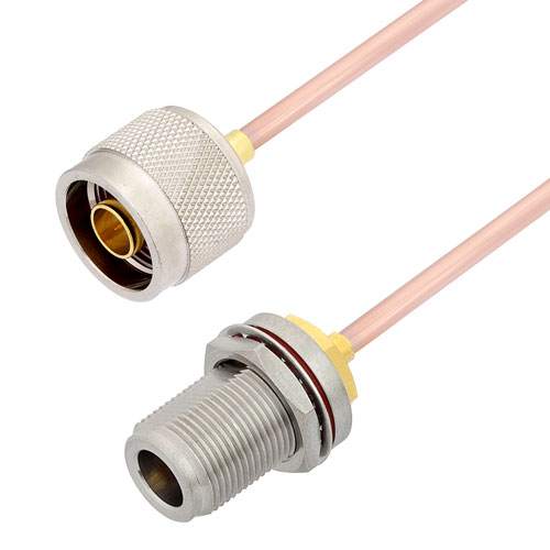 N Male to N Female Bulkhead Cable RG402 Type .141 Coax in 200 CM FMCA2810-200CM