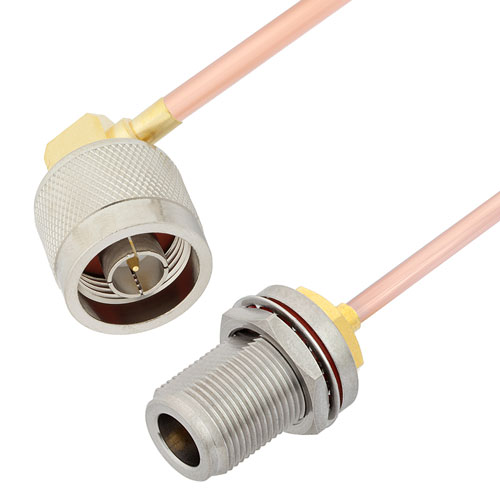 RA N Male to N Female Bulkhead Cable RG402 Type .141 Coax in 48 Inch FMCA2814-48