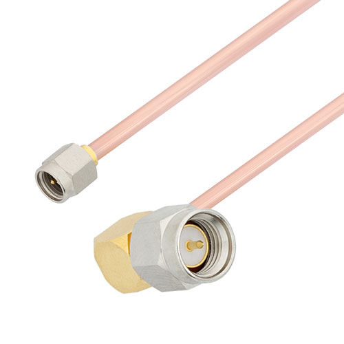 SMA Male to RA SMA Male Cable RG402 Type .141 Coax in 150 CM FMCA2817-150CM