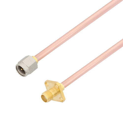 SMA Male to SMA Female 4 Hole Flange Cable RG402 Type .141 Coax in 36 Inch FMCA2819-36