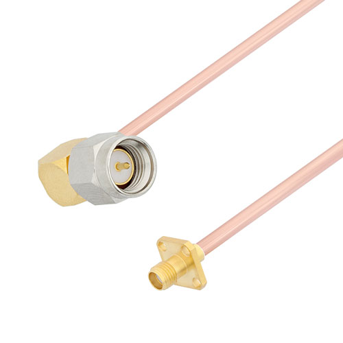 RA SMA Male to SMA Female 4 Hole Flange Cable RG402 Type .141 Coax in 50 CM FMCA2822-50CM