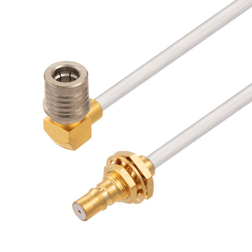 RA QMA Male to QMA Female Bulkhead Cable Tinned Aluminum RG402 Type .141 Coax in 12 Inch FMCA2844-12