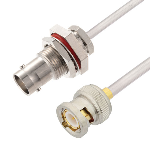 BNC Male to BNC Female Bulkhead Cable Tinned Aluminum RG402 Type .141 Coax in 200 CM FMCA2850-200CM