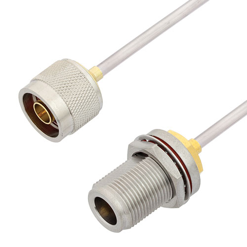 N Male to N Female Bulkhead Cable Tinned Aluminum RG402 Type .141 Coax in 50 CM FMCA2855-50CM