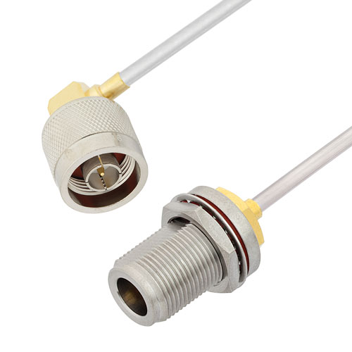 RA N Male to N Female Bulkhead Cable Tinned Aluminum RG402 Type .141 Coax in 24 Inch FMCA2859-24