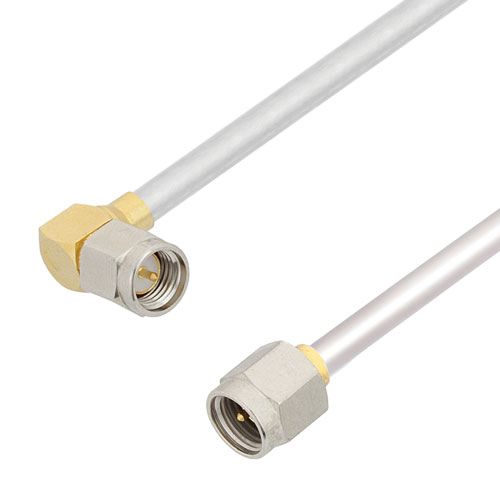 SMA Male to RA SMA Male Cable Tinned Aluminum RG402 Type .141 Coax in 60 Inch FMCA2861-60