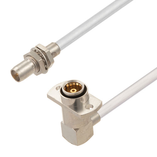 Slide-On BMA Plug Bulkhead to RA Slide-On BMA Jack 2 Hole Flange Cable Tinned Aluminum RG402 Type .141 Coax in 50 CM FMCA2869-50CM