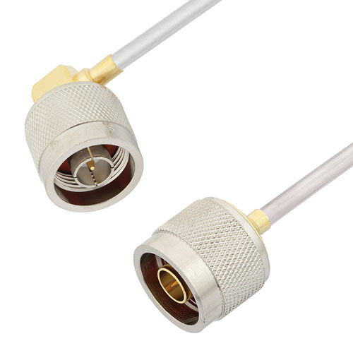 N Male to RA N Male Cable Tinned Copper RG402 Type .141 Coax in 12 Inch FMCA2897-12