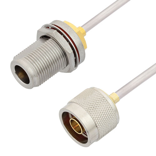N Male to N Female Bulkhead Cable Tinned Copper RG402 Type .141 Coax in 150 CM FMCA2899-150CM