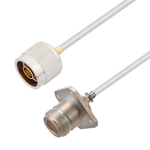 N Male to N Female 4 Hole Flange Cable Tinned Copper RG402 Type .141 Coax in 100 CM FMCA2900-100CM
