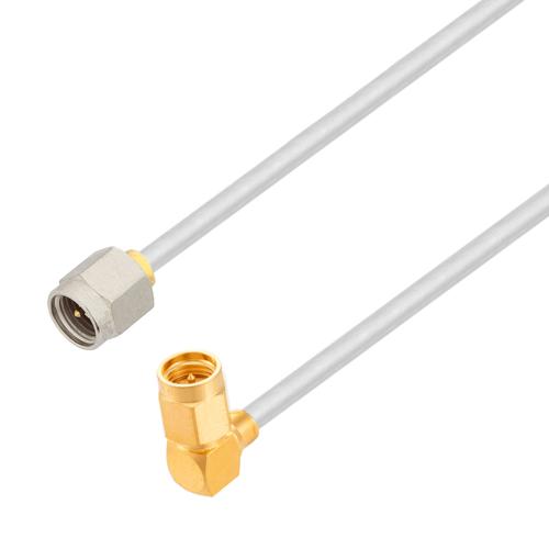 SMA Male to RA SMA Male Cable Tinned Copper RG402 Type .141 Coax in 24 Inch FMCA2906-24