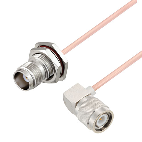 RA TNC Male to TNC Female Bulkhead Cable RG405 Type .086 Coax in 48 Inch FMCA2925-48