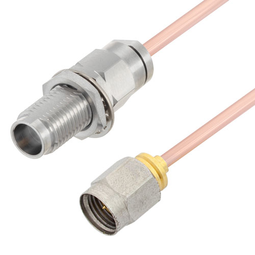 2.4mm Male to 2.4mm Female Bulkhead Cable RG405 Type .086 Coax in 24 Inch FMCA2933-24