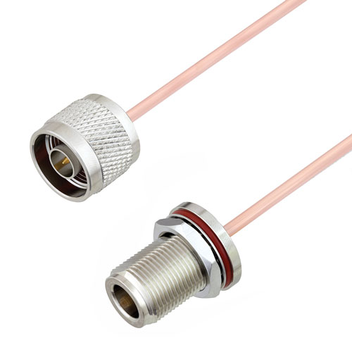 N Male to N Female Bulkhead Cable RG405 Type .086 Coax in 12 Inch FMCA2939-12