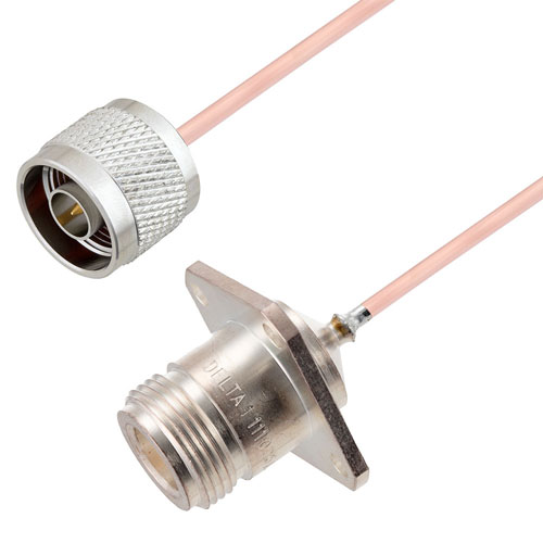 N Male to N Female 4 Hole Flange Cable RG405 Type .086 Coax in 100 CM FMCA2940-100CM