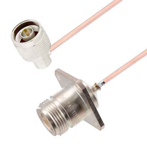 RA N Male to N Female 4 Hole Flange Cable RG405 Type .086 Coax in 50 CM FMCA2944-50CM