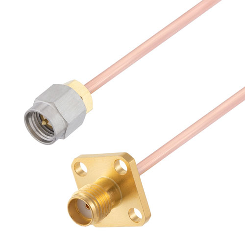 SMA Male to SMA Female 4 Hole Flange Cable RG405 Type .086 Coax in 36 Inch FMCA2950-36