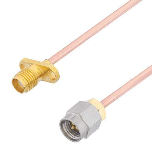 SMA Male to SMA Female 2 Hole Flange Cable RG405 Type .086 Coax in 150 CM FMCA2951-150CM