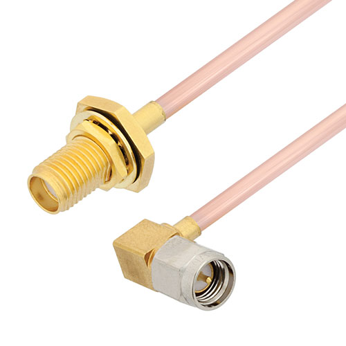 RA SMA Male to SMA Female Bulkhead Cable RG405 Type .086 Coax in 100 CM FMCA2953-100CM