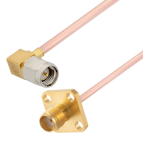 RA SMA Male to SMA Female 2 Hole Flange Cable RG405 Type .086 Coax in 100 CM FMCA2955-100CM